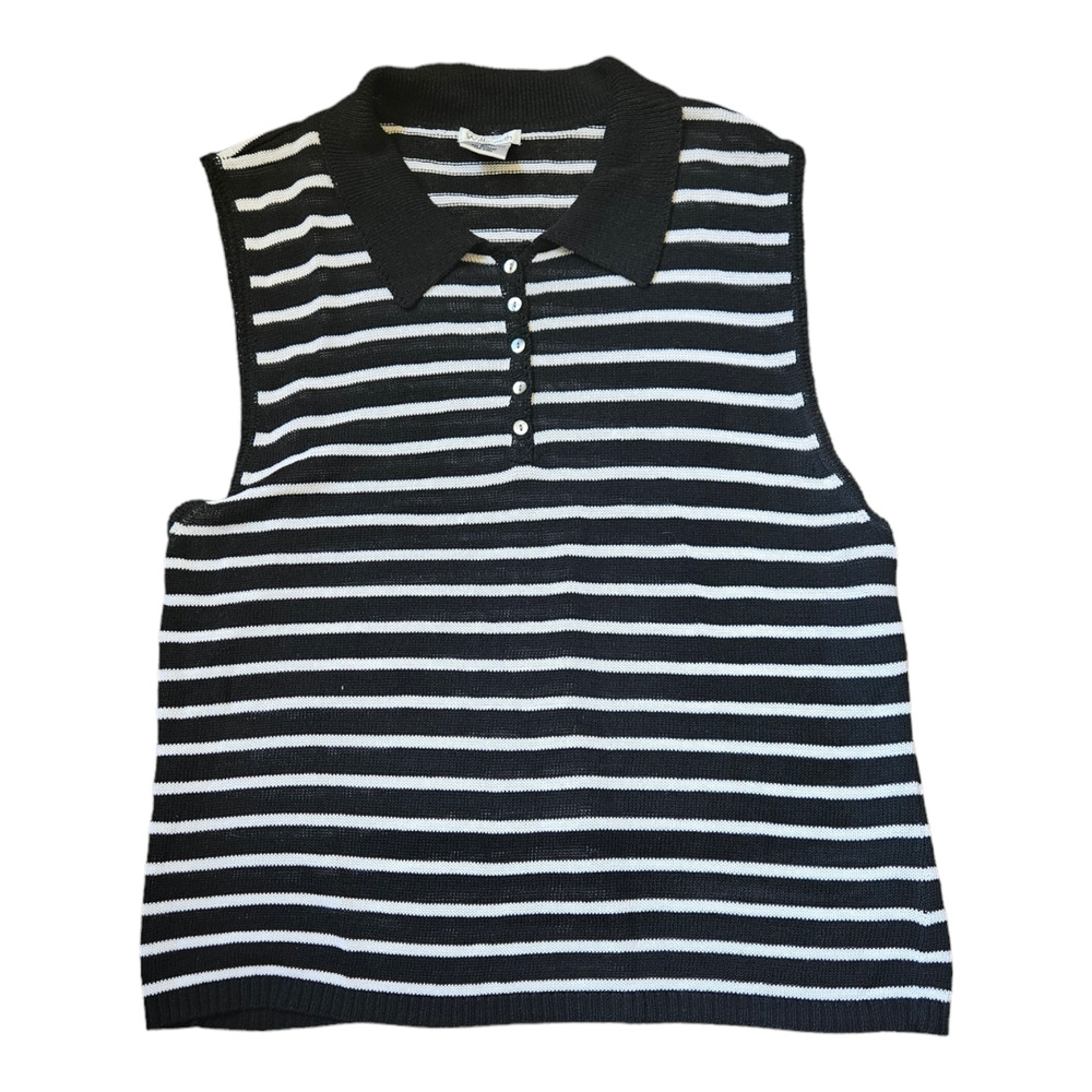 Willi Smith XL Black And White Striped Semi Sheer Sleeveless Shirt